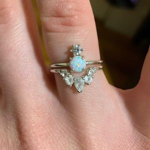 SALE!! Ring - opal, white sapphire and diamond